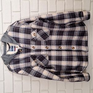 Brooklyn's Best Gray, Blue and Cream Plaid Hooded Fur Lined Jacket. Sz  Med. NWT
